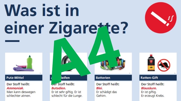 Ausschnitt des Plakats mit dem Titel "Was ist in einer Zigarette?"
