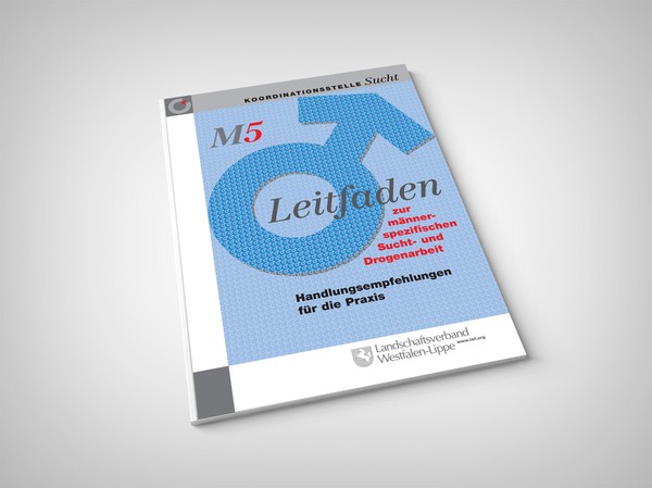 Titelblatt des "Leitfadens zur männerspezifischen Sucht- und Drogenarbeit"