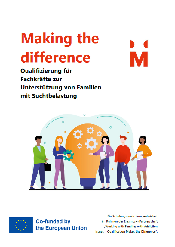 Titelbild des Curriculums "Qualifizierung für Fachkräfte zur Unterstützung von Familien mit Suchtbelastung"