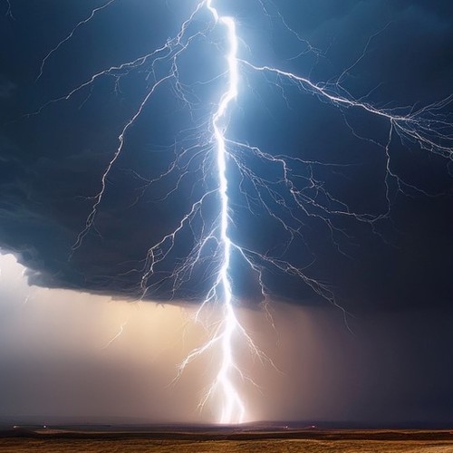 Das Bild zeigt einen Blitz, der in der Ferne einschlägt.
Bild: LWL/KI-generiert