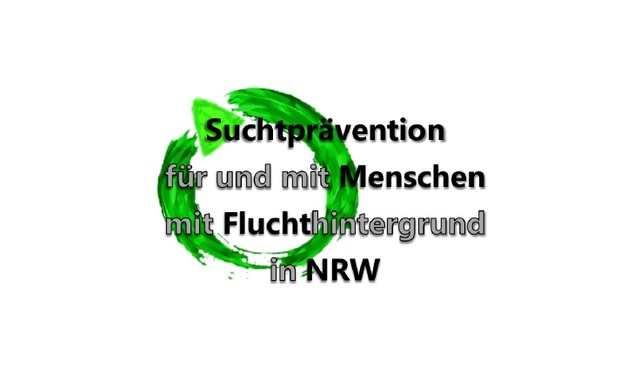 Projektlogo "Suchtprävention mit und für Menschen mit Fluchthintergrund in NRW"